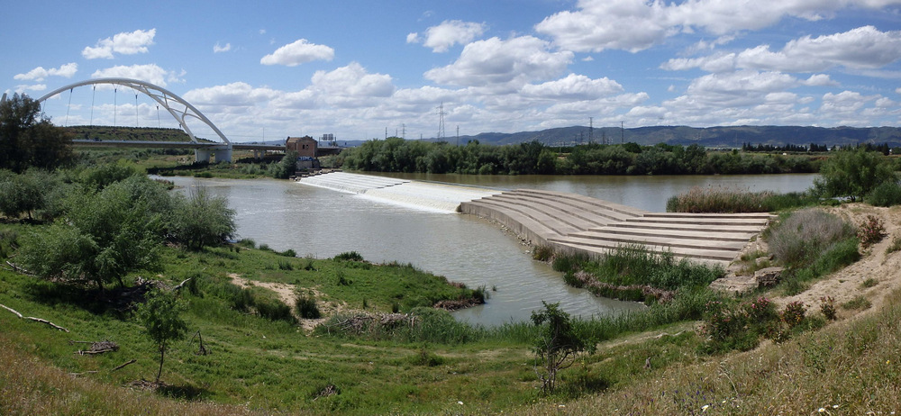 The Rio Guadalquivir at the outskirts of C&oacute;rdoba.